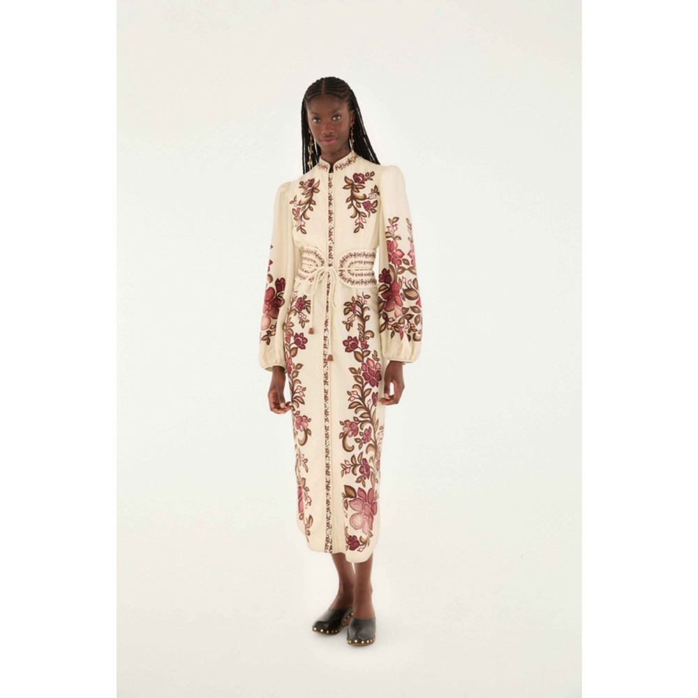 Sand Renata Floral Long Sleeve Midi Dress NWT